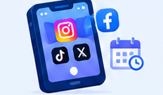 Ilustración de redes sociales y calendario